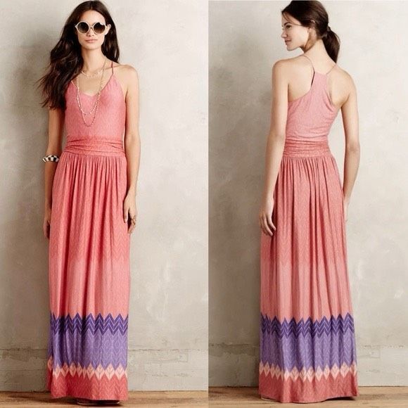 Nomad Dresses & Skirts - Nomad Morgan Carper Anthropologie Sunfall Maxi Dress Sz M Women’s Coral Purple